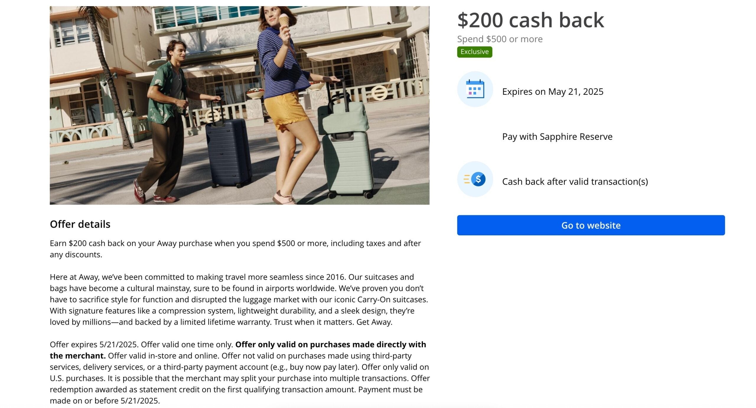 Away Bag Chase Offer