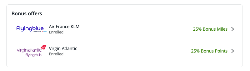 Bonus offer section of Chase Ultimate Rewards portal