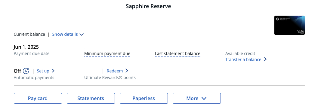 Sapphire Reserve On Chase Website