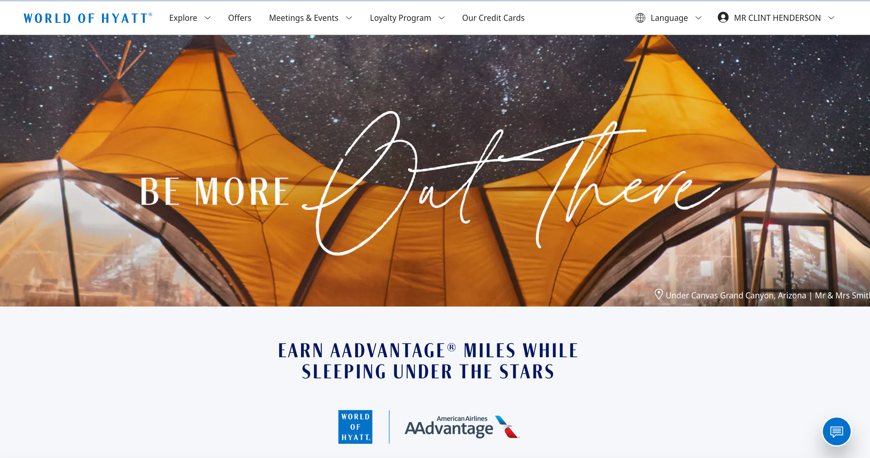 Hyatt Under Canvas promotion registration page.