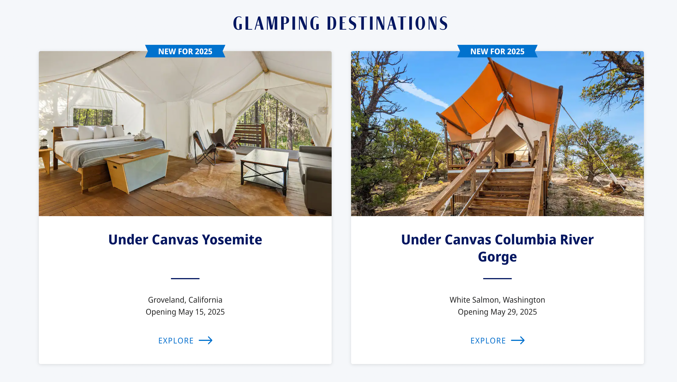 WORLD OF HYATT Under Canvas page.