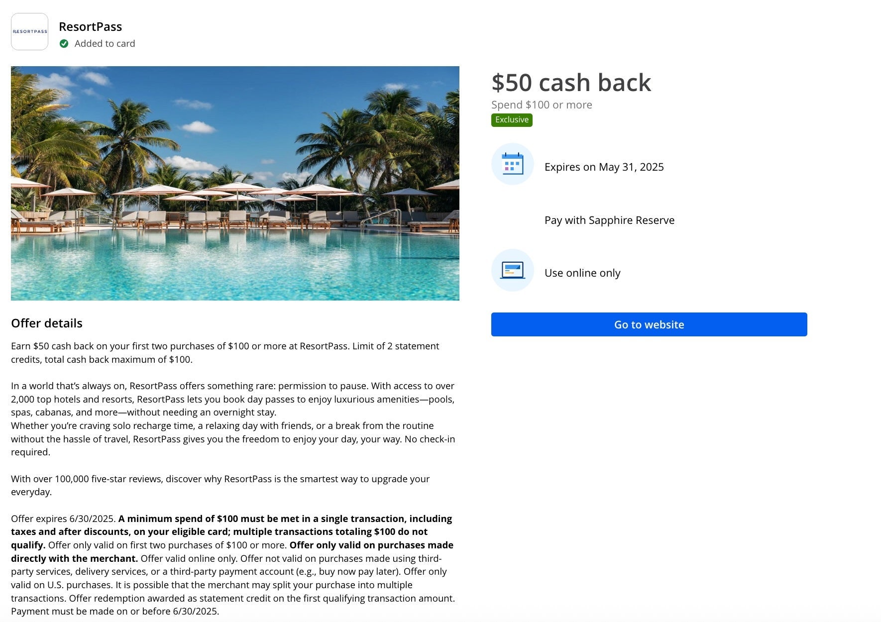Chase Sapphire Reserve Chase Travel offer