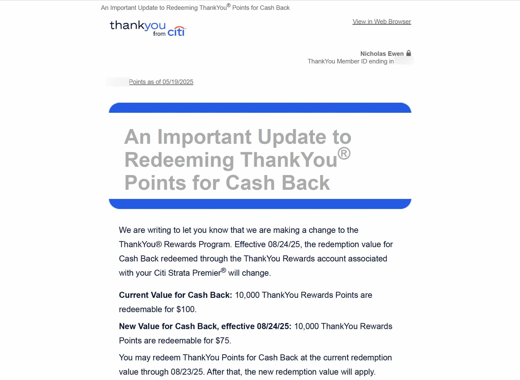 Citi slashing cash-back redemption on Strata Premier card - The Points Guy