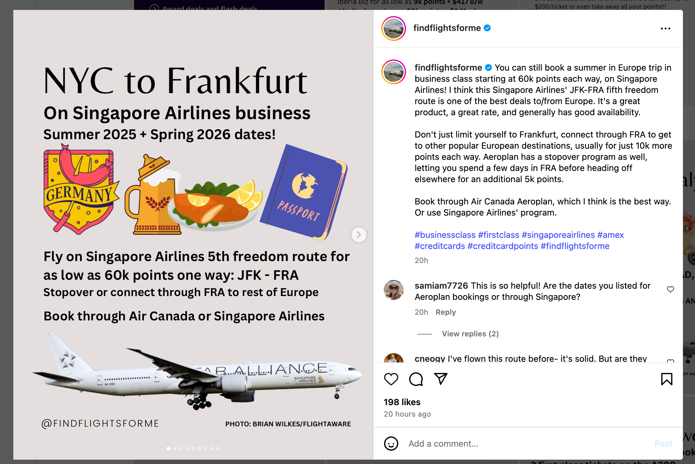 FindFlightsForMe post. INSTAGRAM