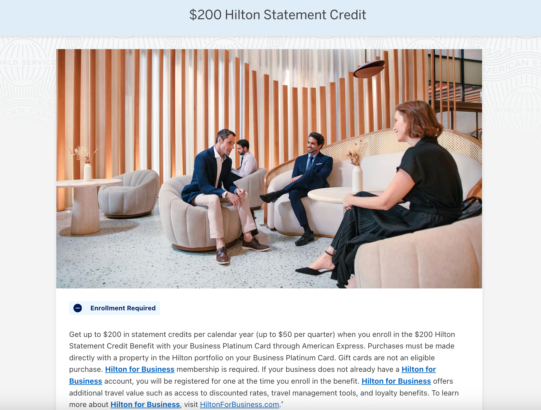 screenshot of amex hilton credit