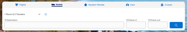 hotel booking in the American Express travel portal