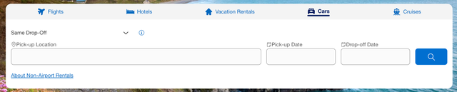 screenshot of Amex travel portal