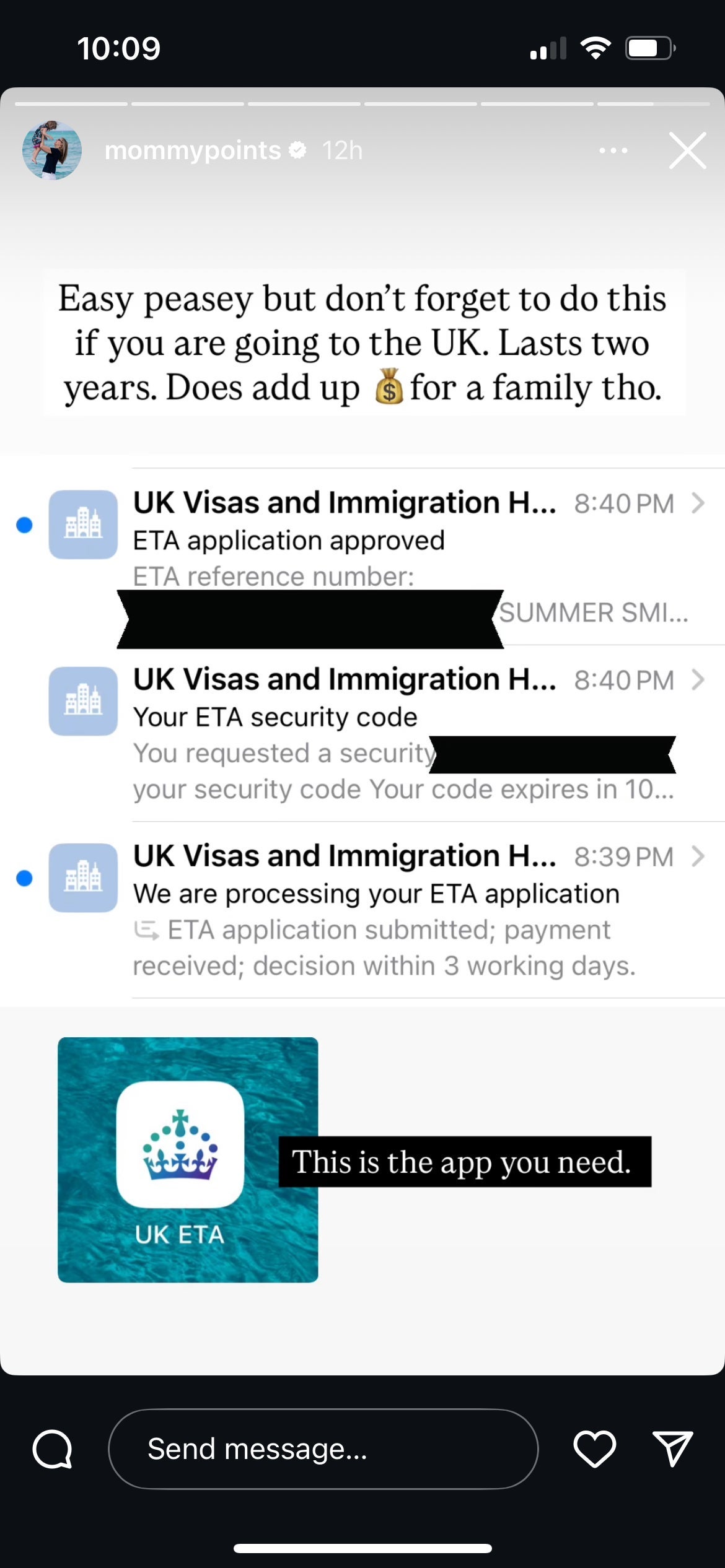 Summer Hull Instagram post. @mommypoints