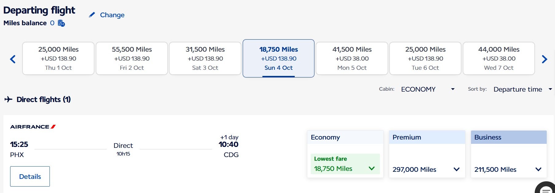 Flying Blue Promo Rewards option
