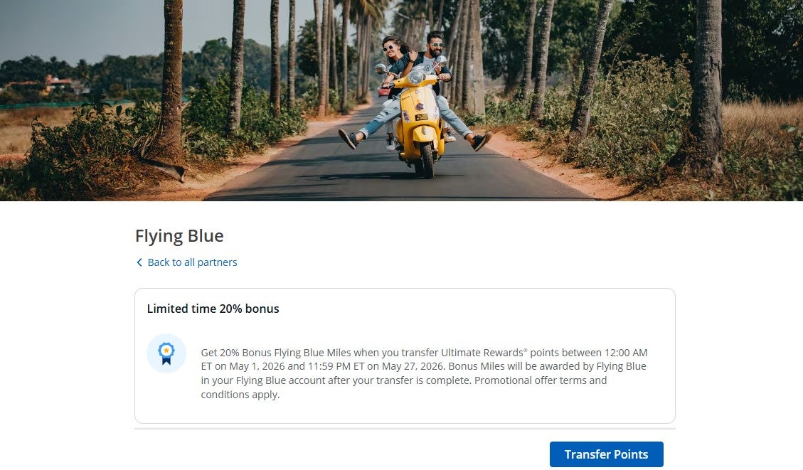 Chase to Flying Blue transfer bonus