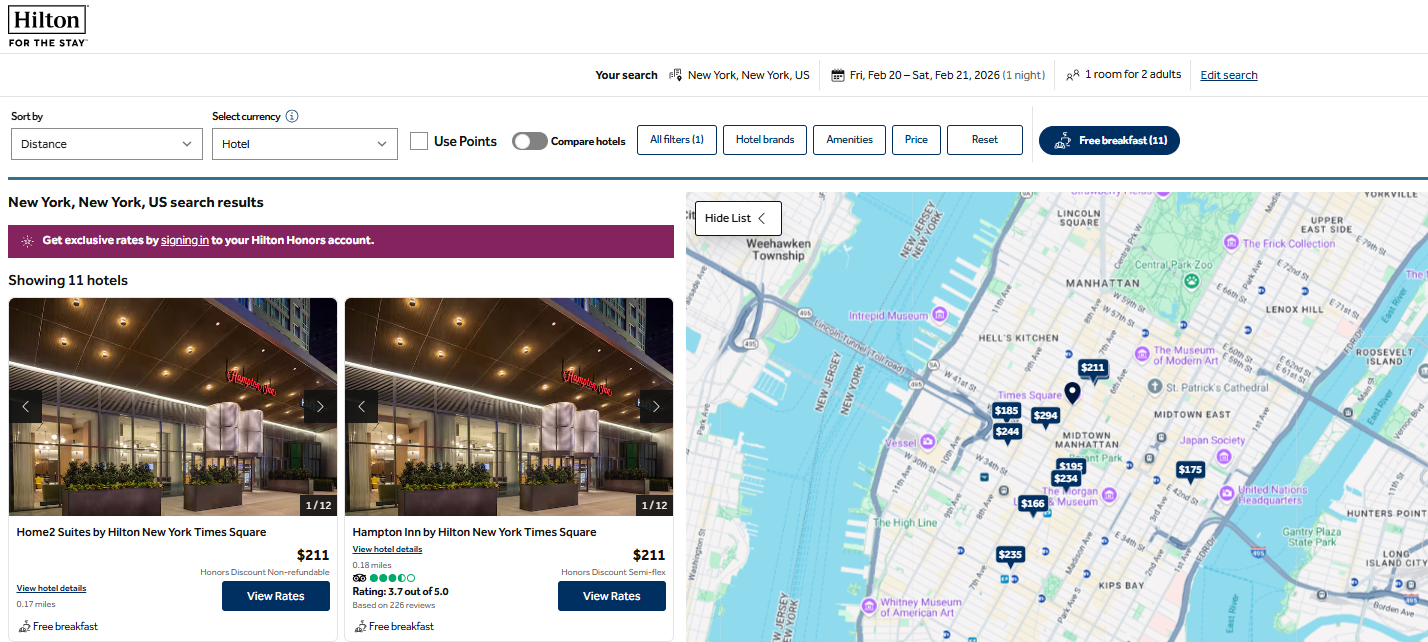 Hilton breakfast filter