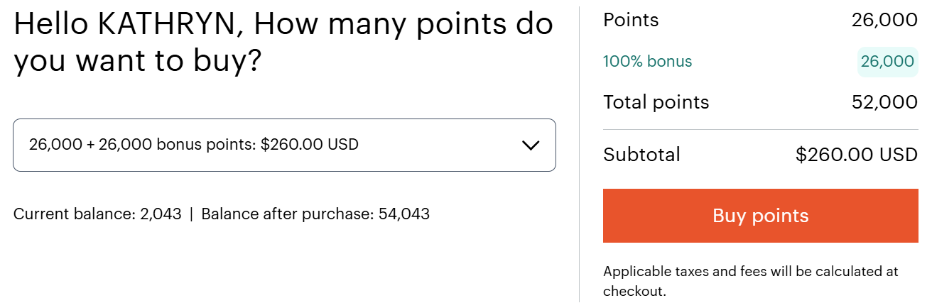 IHG buy points promotion