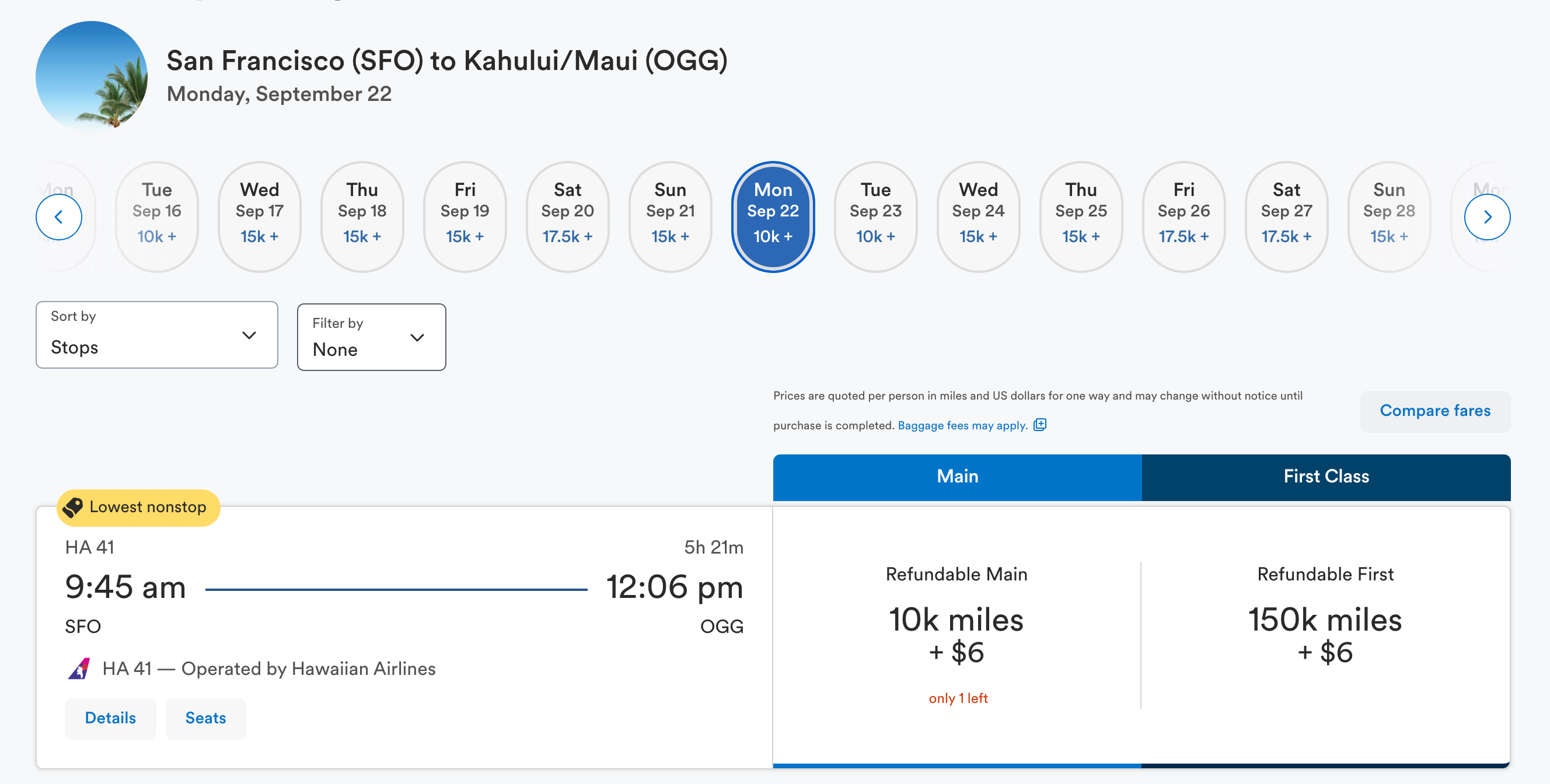 Alaska SFO-OGG 10000 miles
