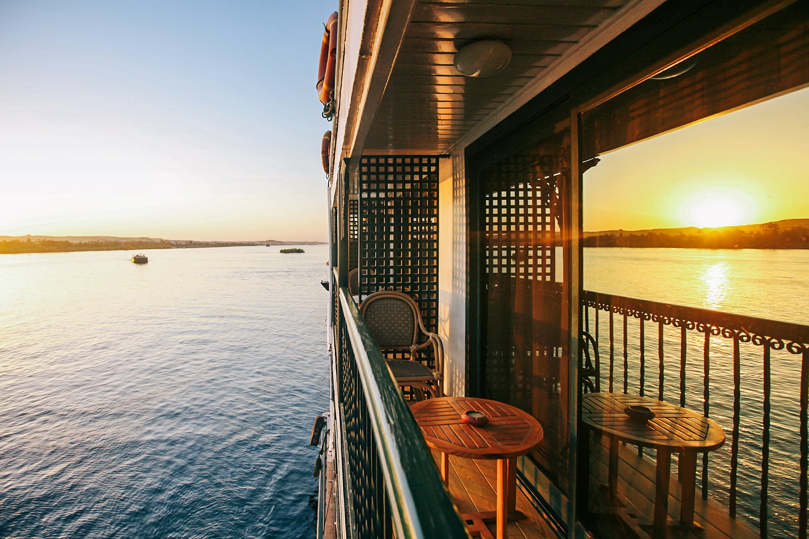 Balcony of Cruise Ship at Sunset on the Nile River
