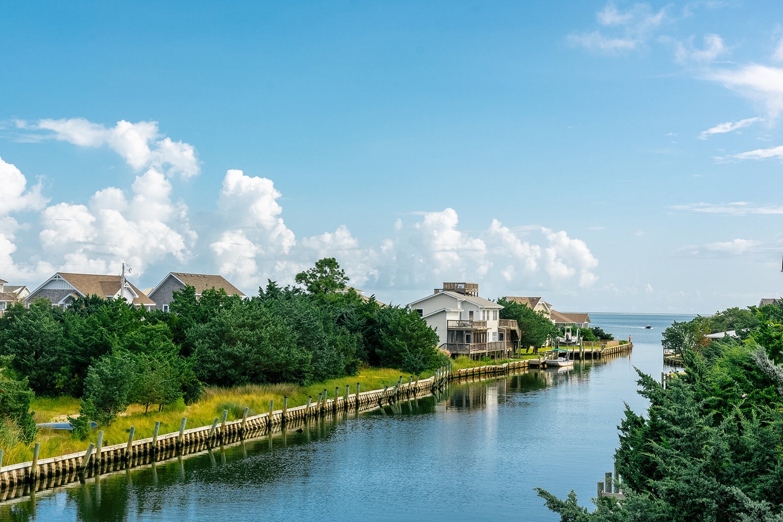 Canals to the Pamlico Sound on the island of Ocracoke, North Carolina.