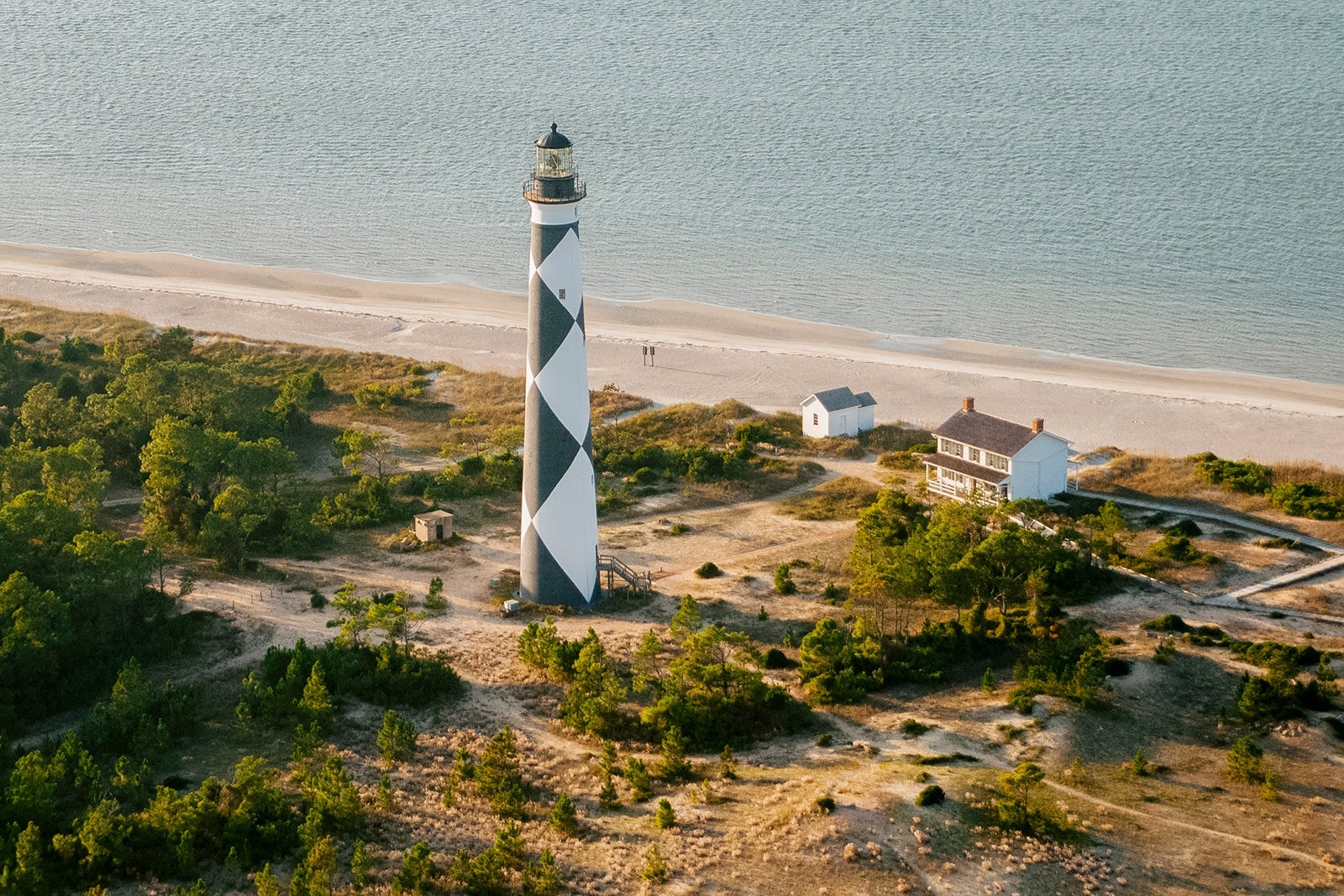 Cape Lookout Lighthouse at Cape Lookout National Seashore in Outer Banks North Carolina