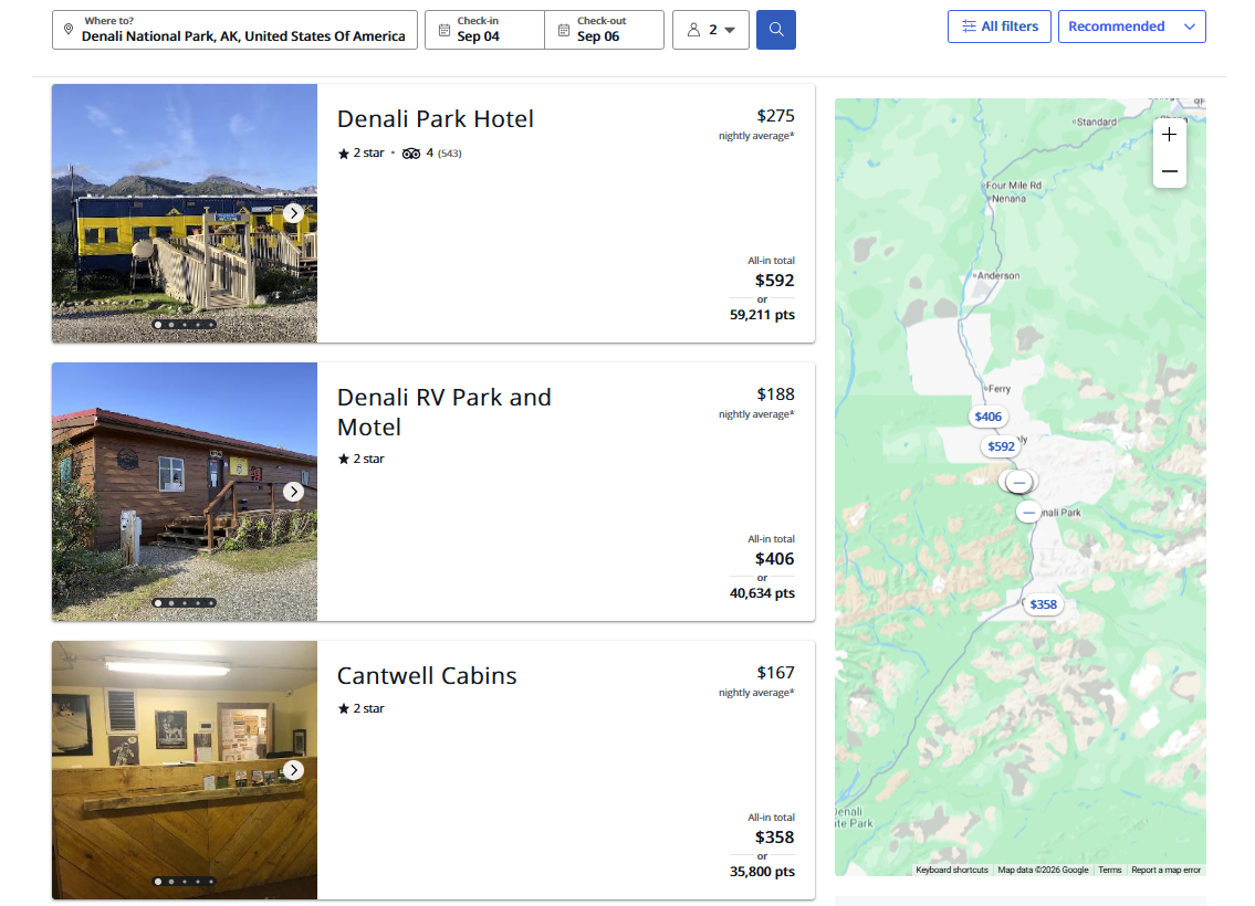 Chase Travel hotels near Denali NP