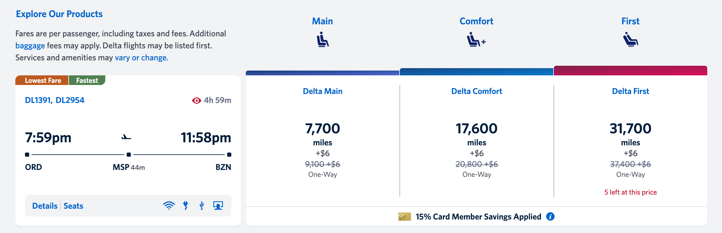 Delta ORD-BZN 7700 miles