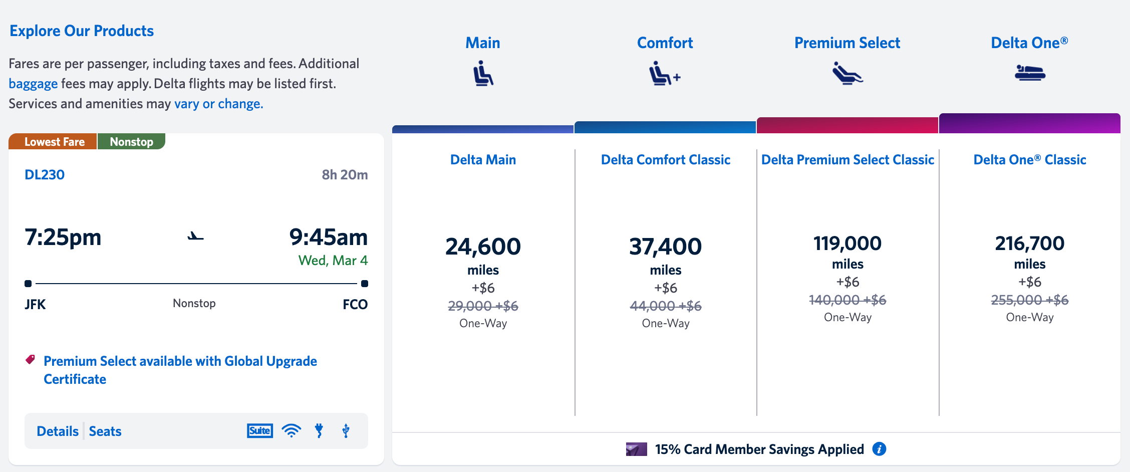 Delta Award Ticket From JFK to FCO