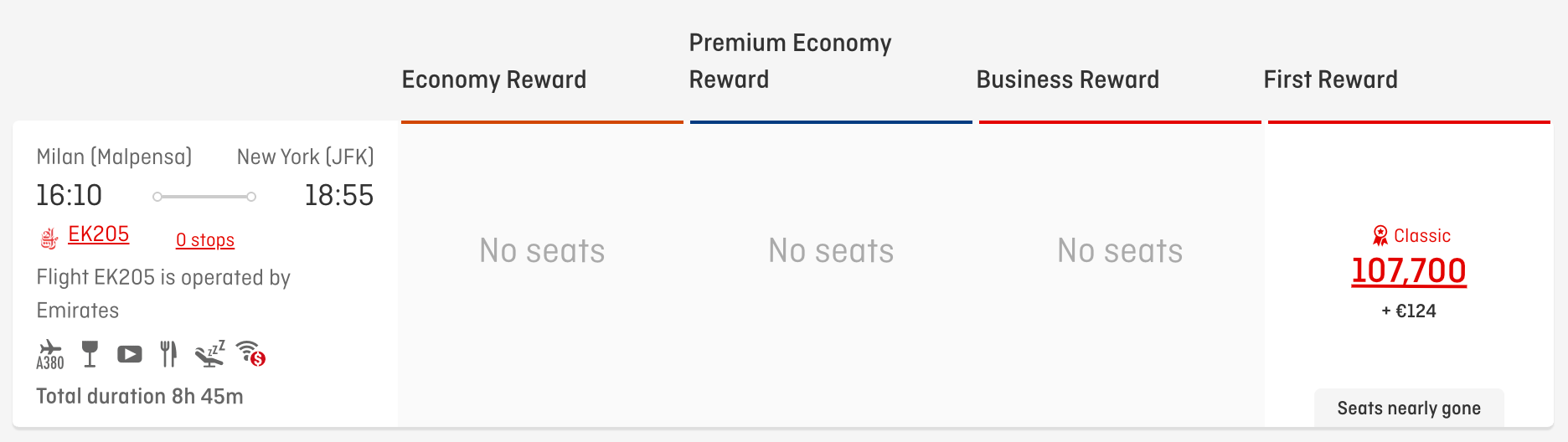 Emirates First Award Ticket On Qantas' Website