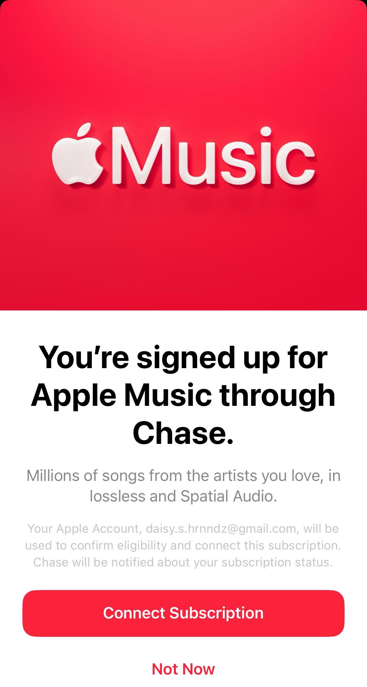 Chase Apple Music signup
