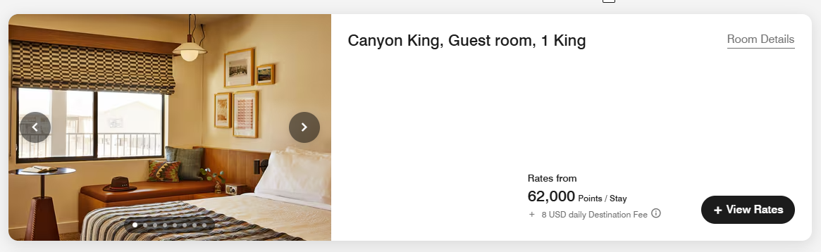 Marriott Trailborn Grand Canyon points rate Sept 18-20