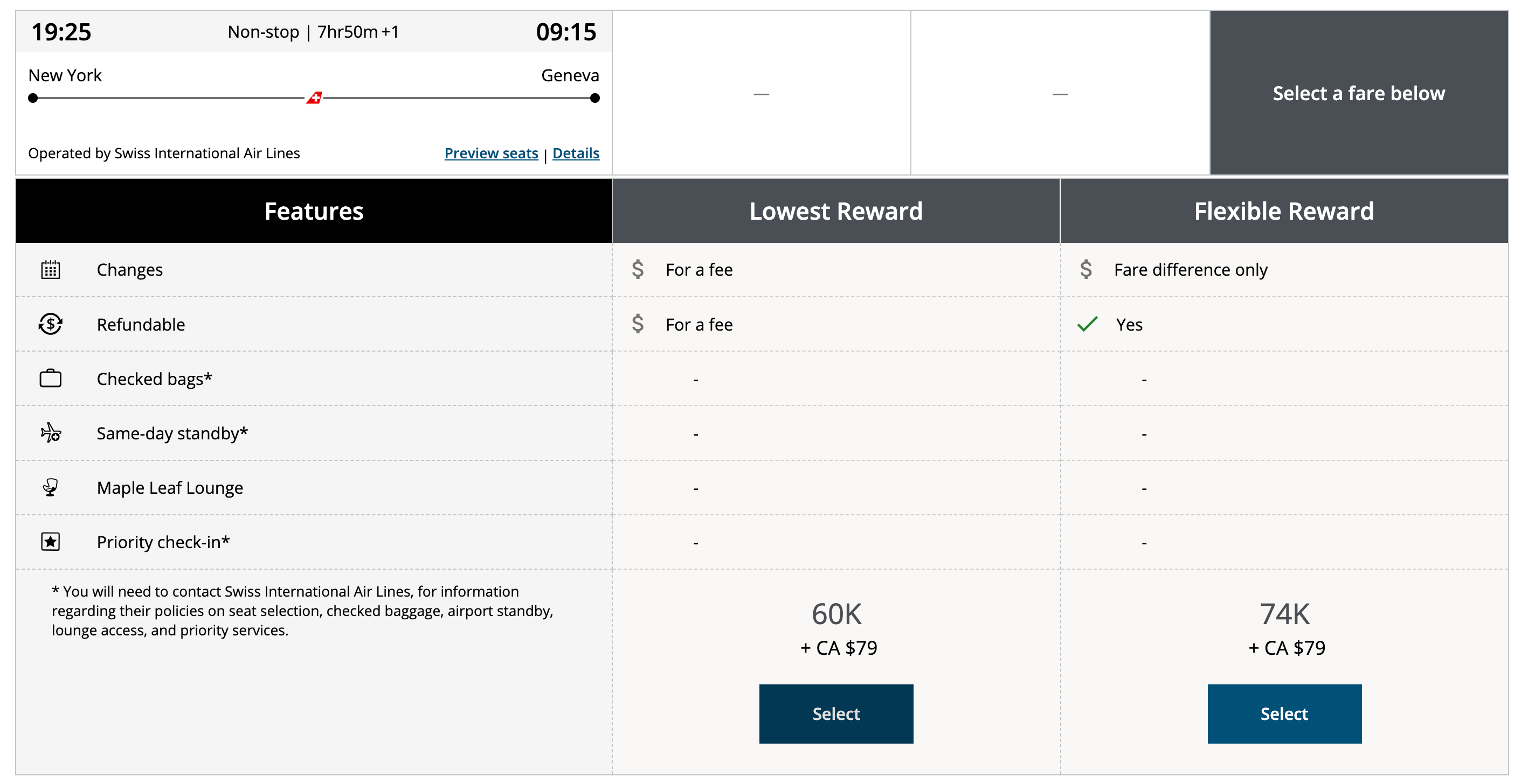 Air Canada screenshot