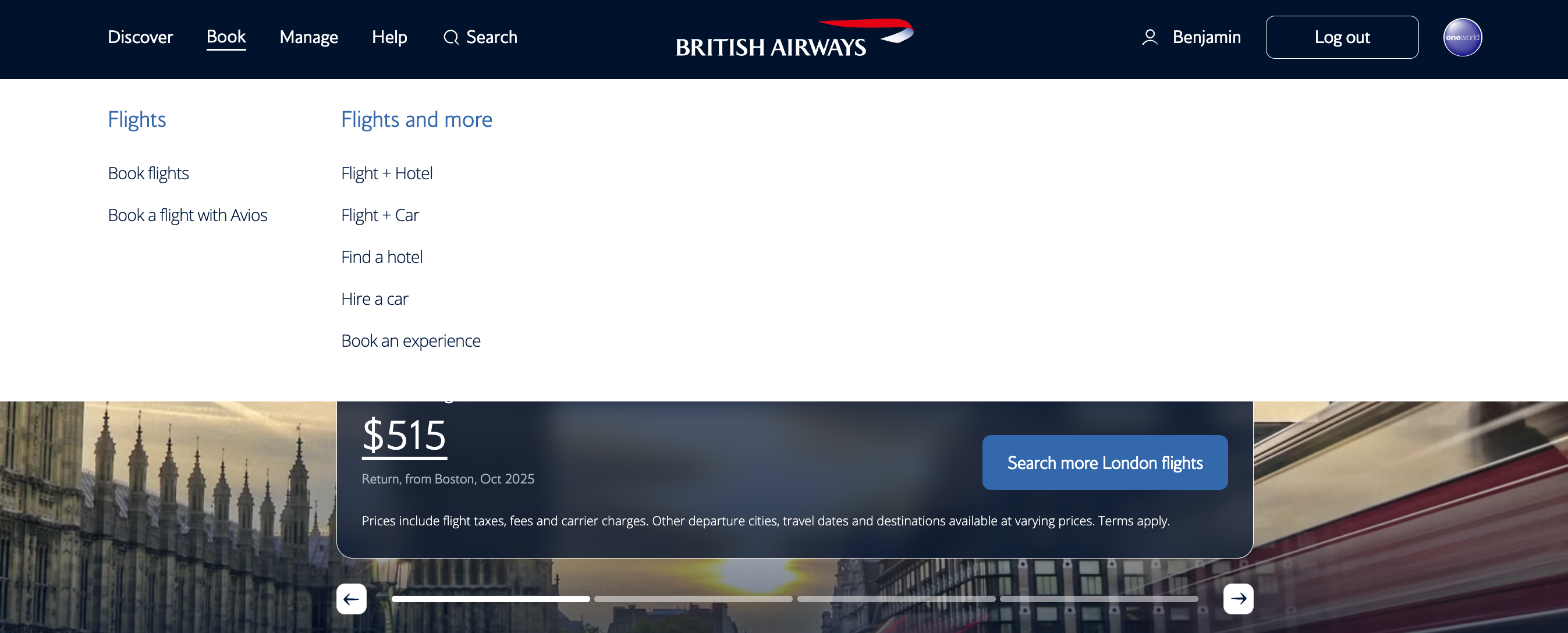 British Airways screenshot