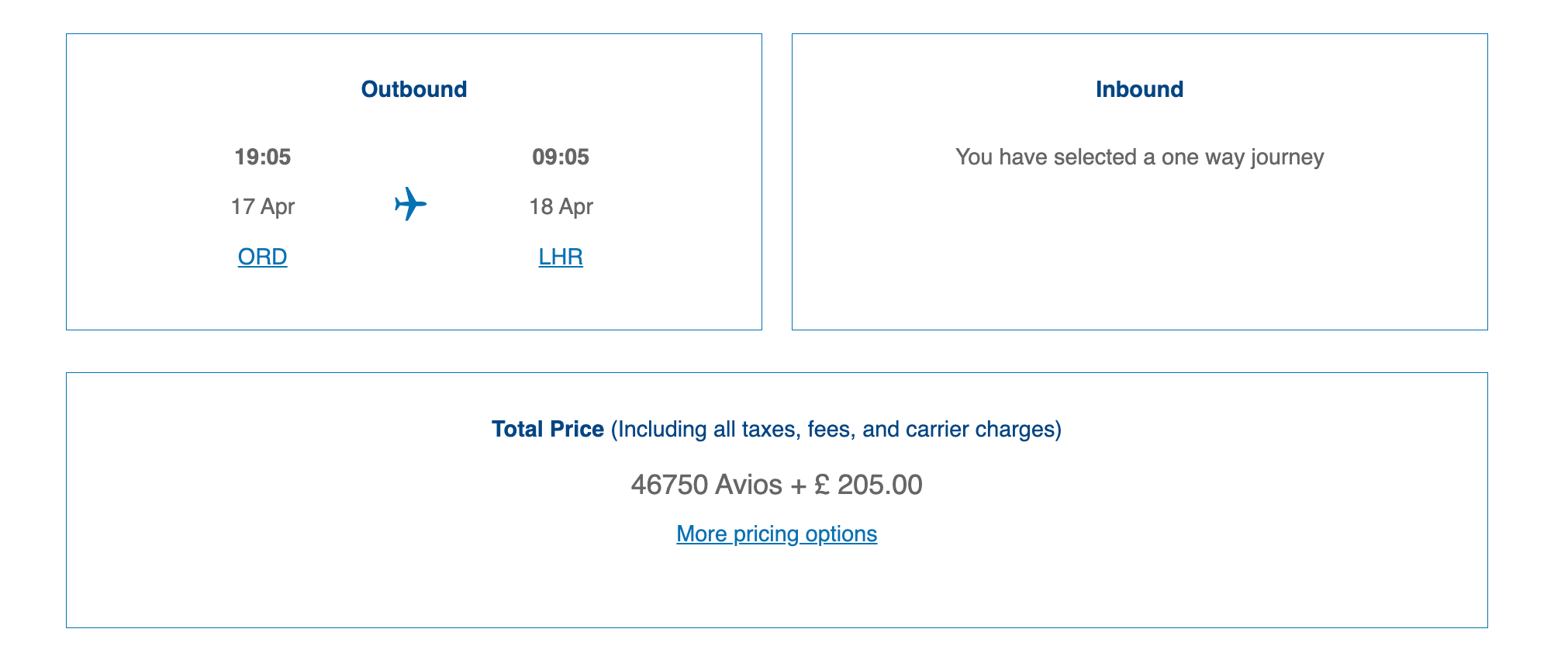 British Airways screenshot