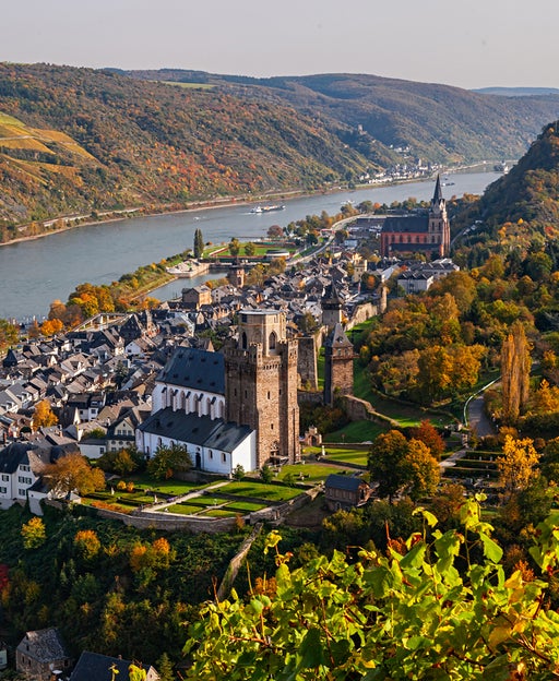 Rhine valley and Oberwesel town in autumn, Rhineland-Palatinate, Germany