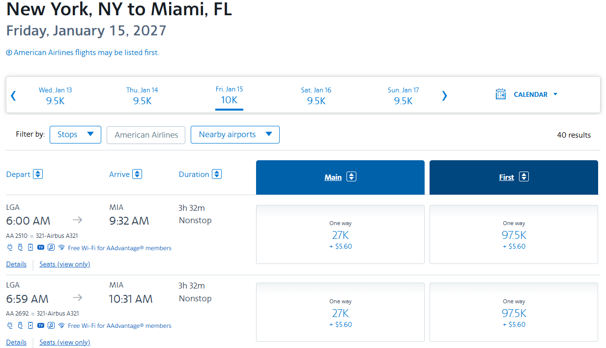 Booking an American AAdvantage award flight