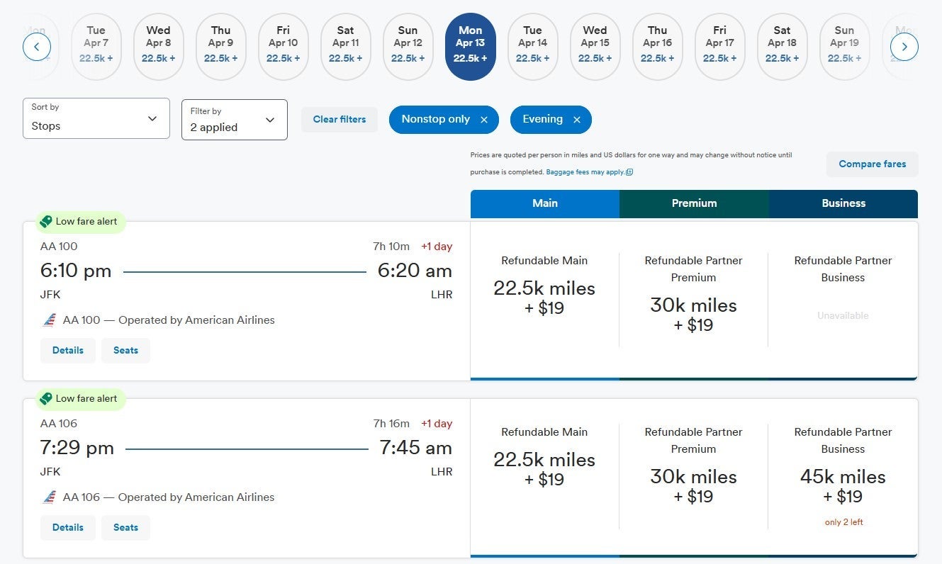 Booking an American Airlines flight through Alaska Mileage Plan