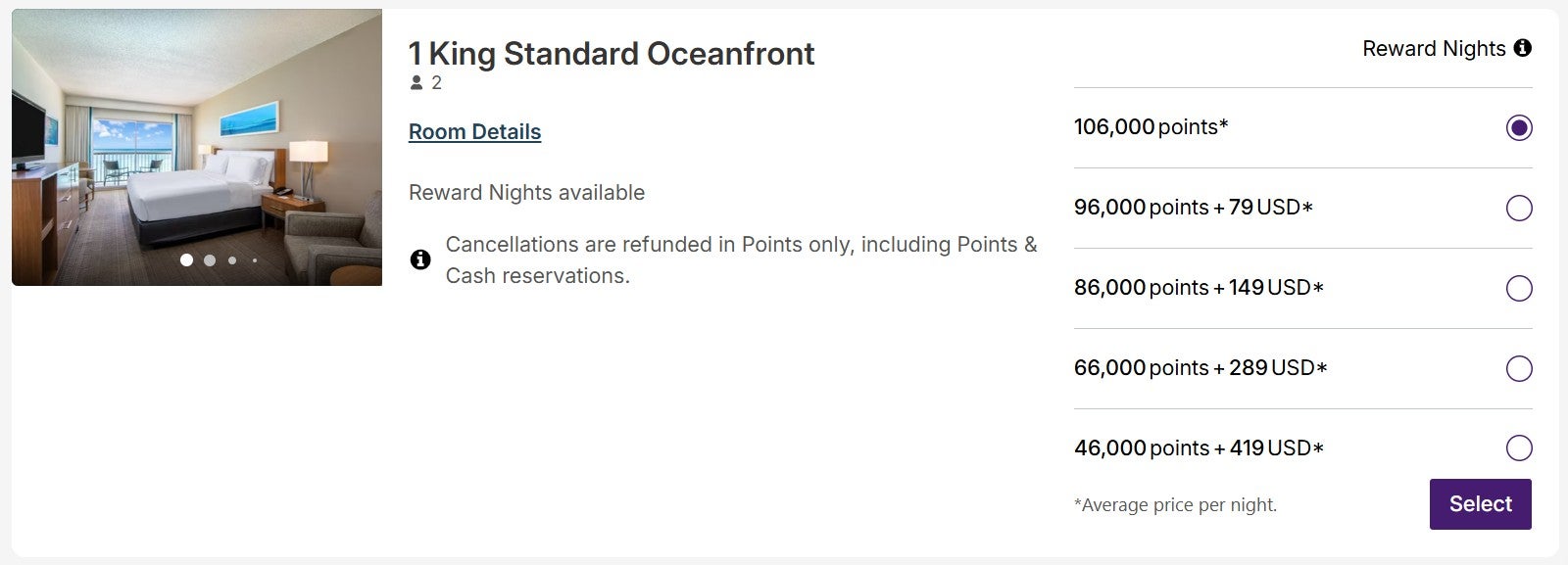 IHG award night options in Aruba