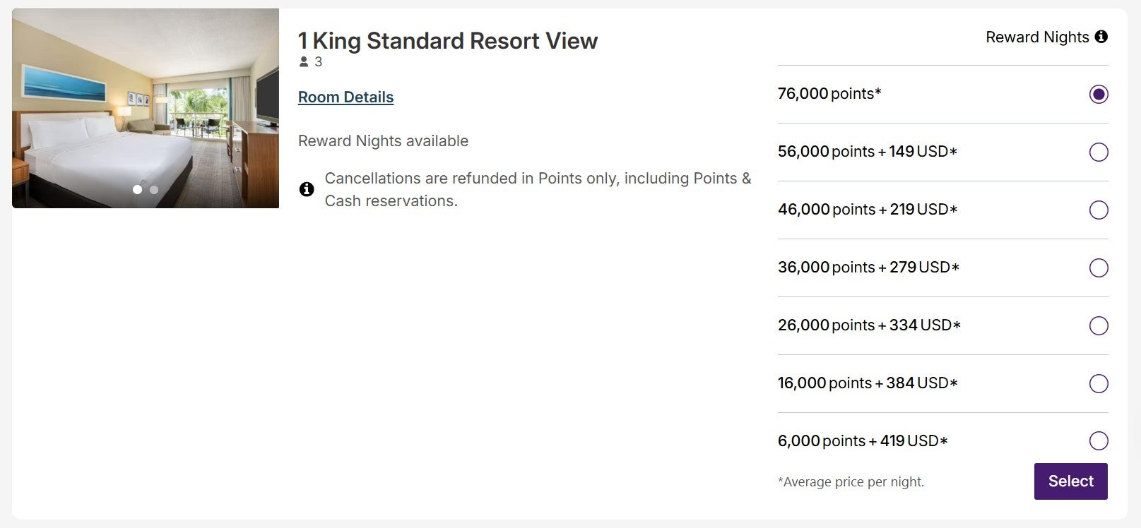 IHG award night options in Aruba