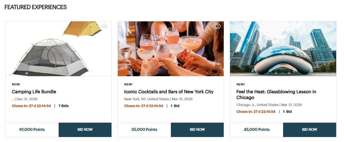 Redeem IHG points for auction items