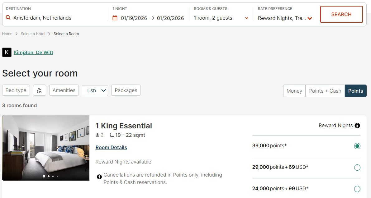 Booking an IHG award night
