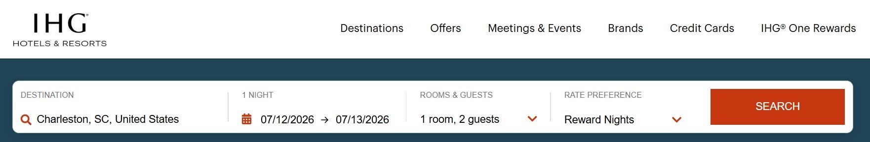 Redeeming IHG points for a stay