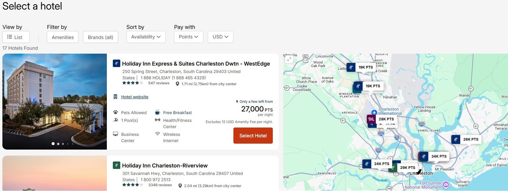 Redeeming IHG points for a stay