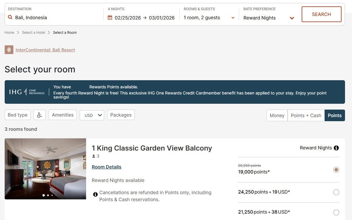 Getting a fourth night free on a four-night IHG award stay