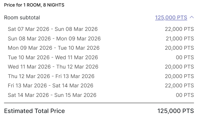 IHG fourth night reward booking