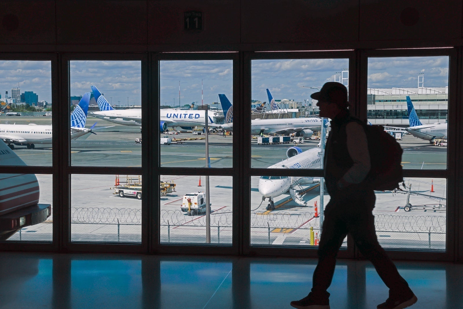 person walking at Newark