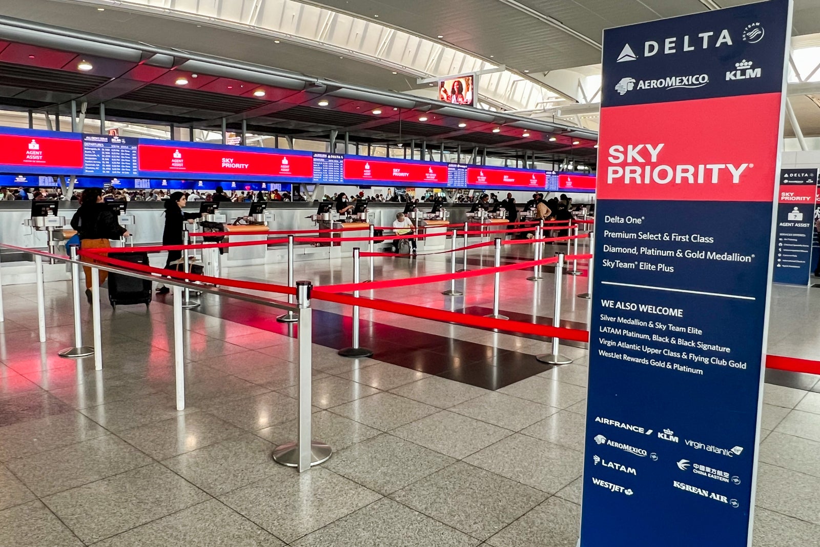 Priority check-in at New York's JFK Airport.