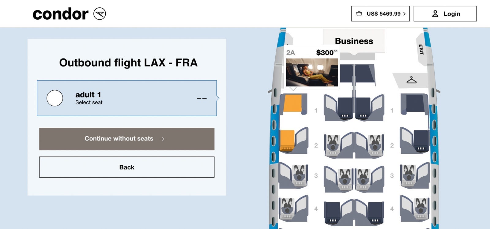 20250707 Condor Airlines Business ERosen Upgrade fare on paid