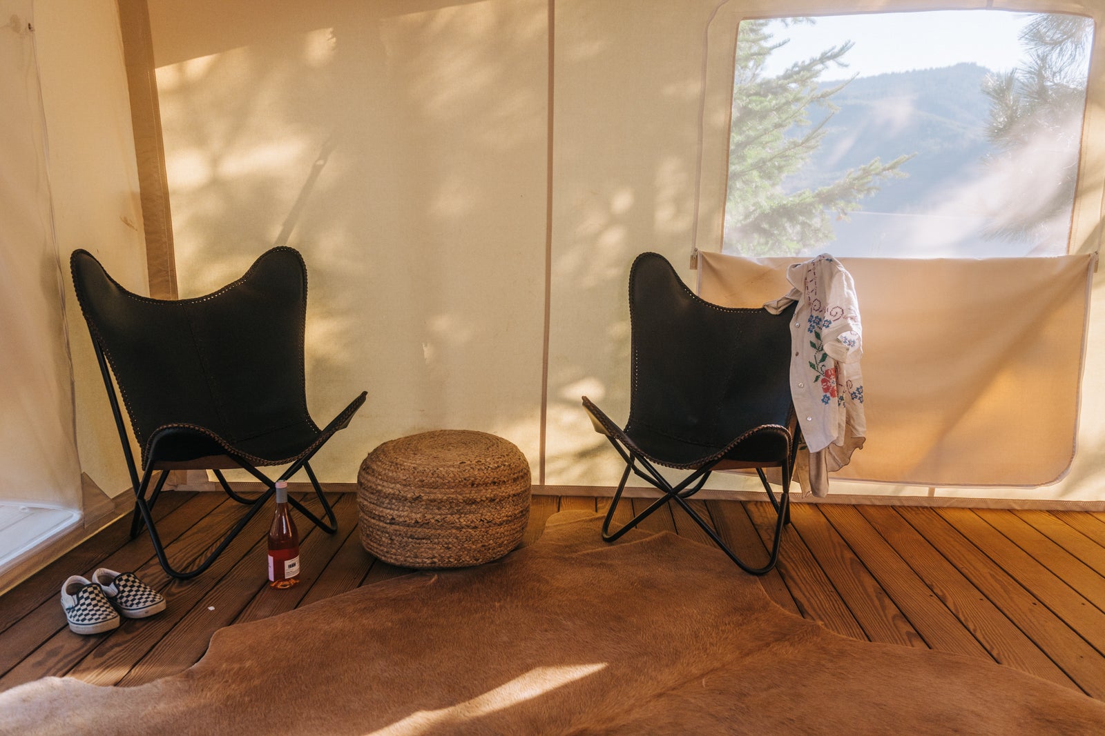Under Canvas Columbia Gorge Gas Chairs in tent