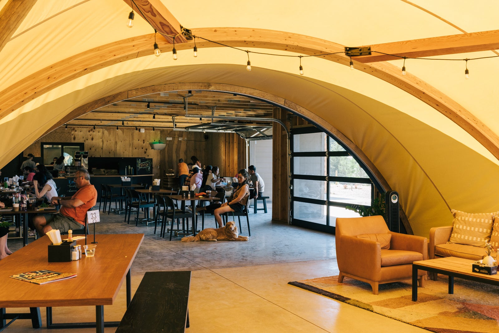 Under Canvas Columbia Gorge Ember Dining Restaurant and extra lounge seating