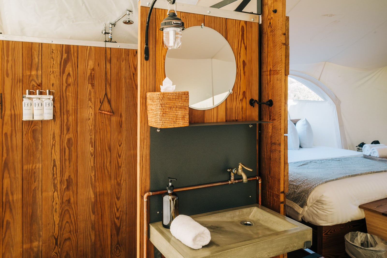 Under Canvas Columbia Gorge Tent 14 bathroom sink and shower