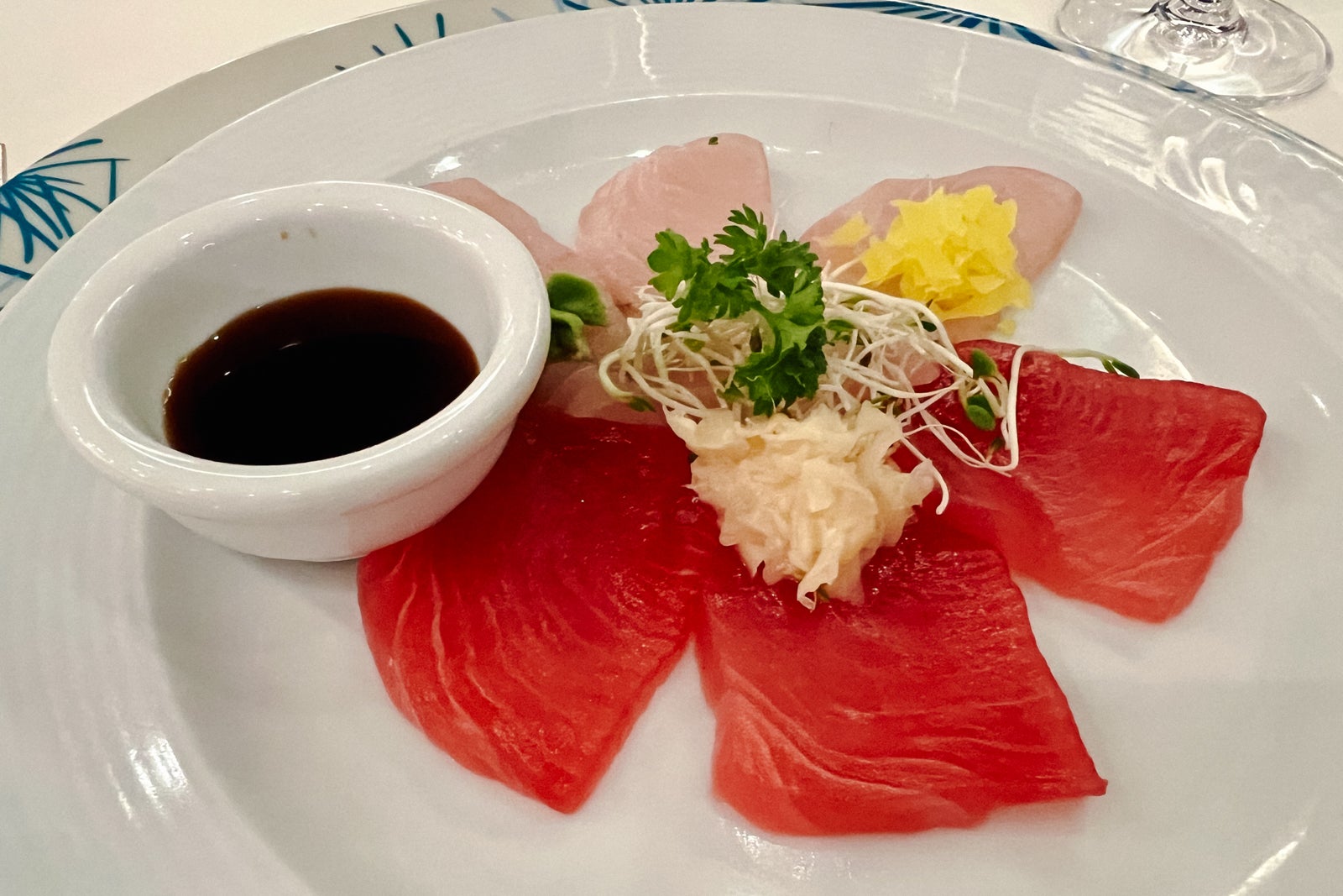 Fresh-caught tuna served sashimi style
