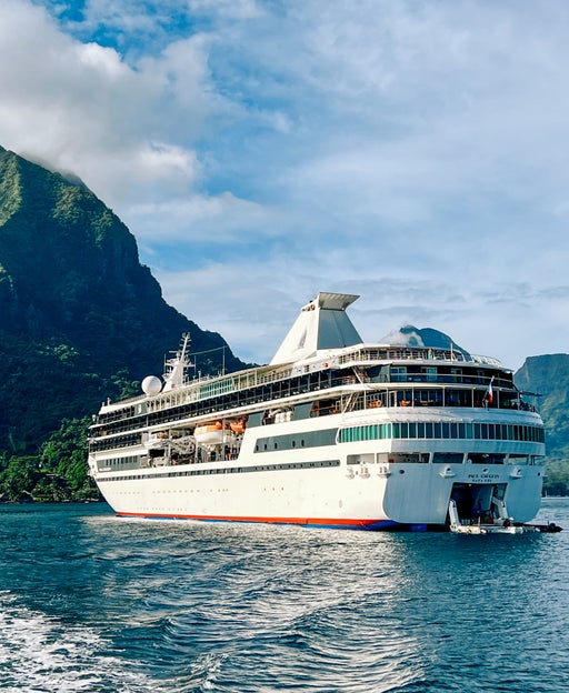 The 330-pasenger Paul Gauguin anchored at the island of Moorea.