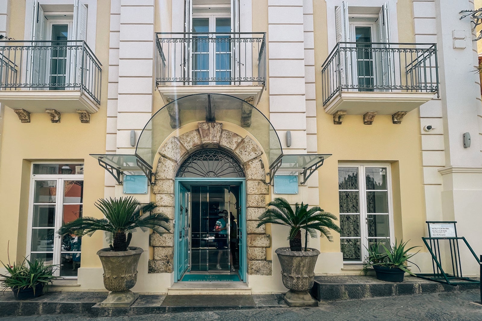 Here's why you should go to Calabria instead of Rome or Milan Exterior of Piccolo Grand Hotel in Pizzo, Calabria, Italy.