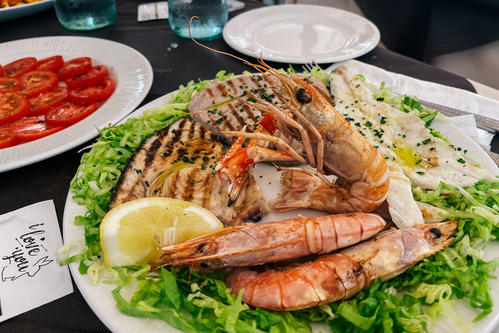 Seafood platter in Tropea, Italy